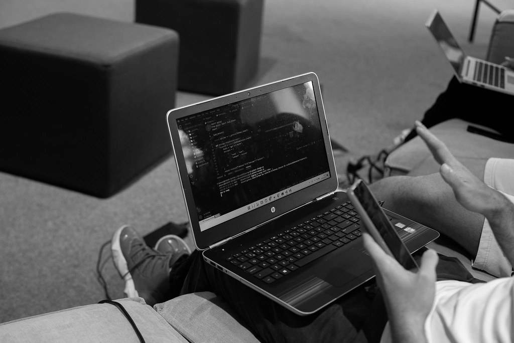 Hacking on a laptop between sessions